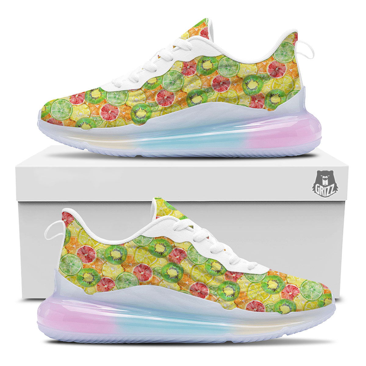 Slices Fruit Orange Print Pattern Running Sneakers-grizzshop