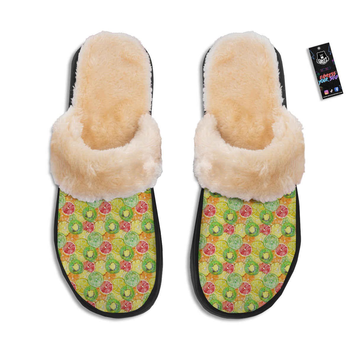 Slices Fruit Orange Print Pattern Slippers-grizzshop