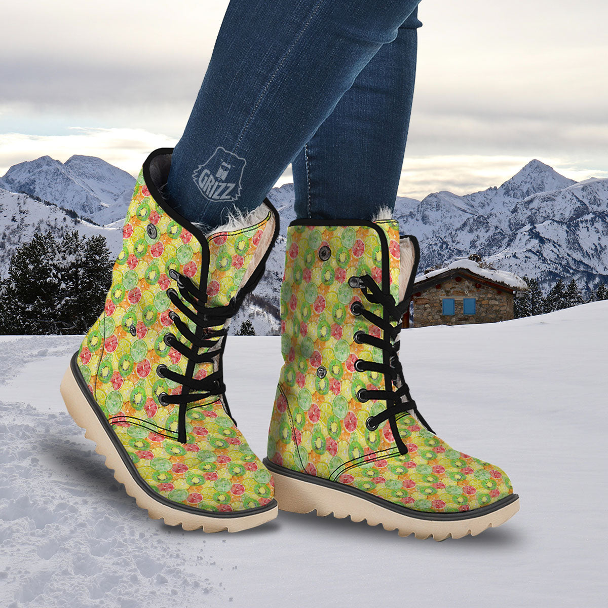 Slices Fruit Orange Print Pattern Snow Boots-grizzshop