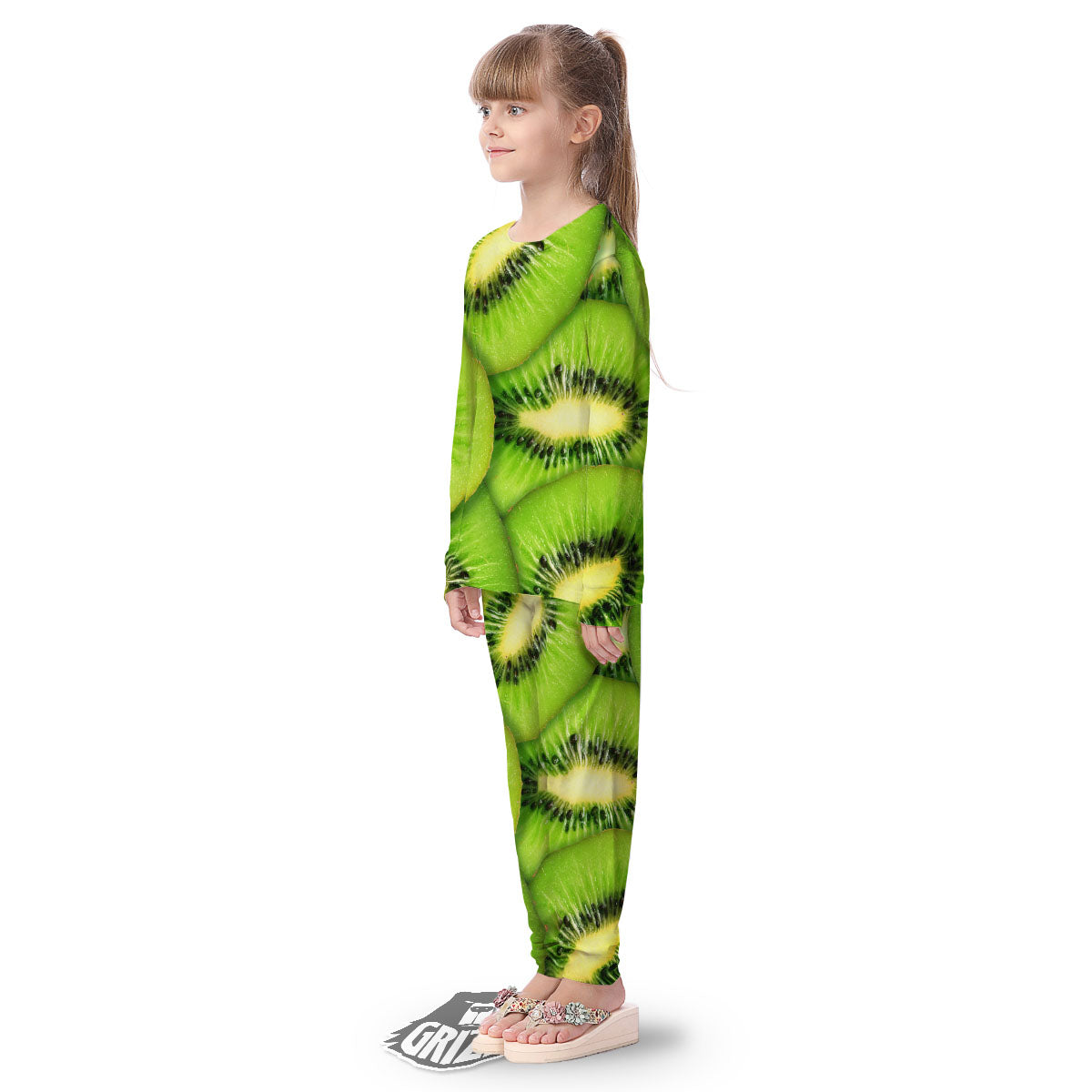 Slices Kiwi Print Kid's Pajamas-grizzshop
