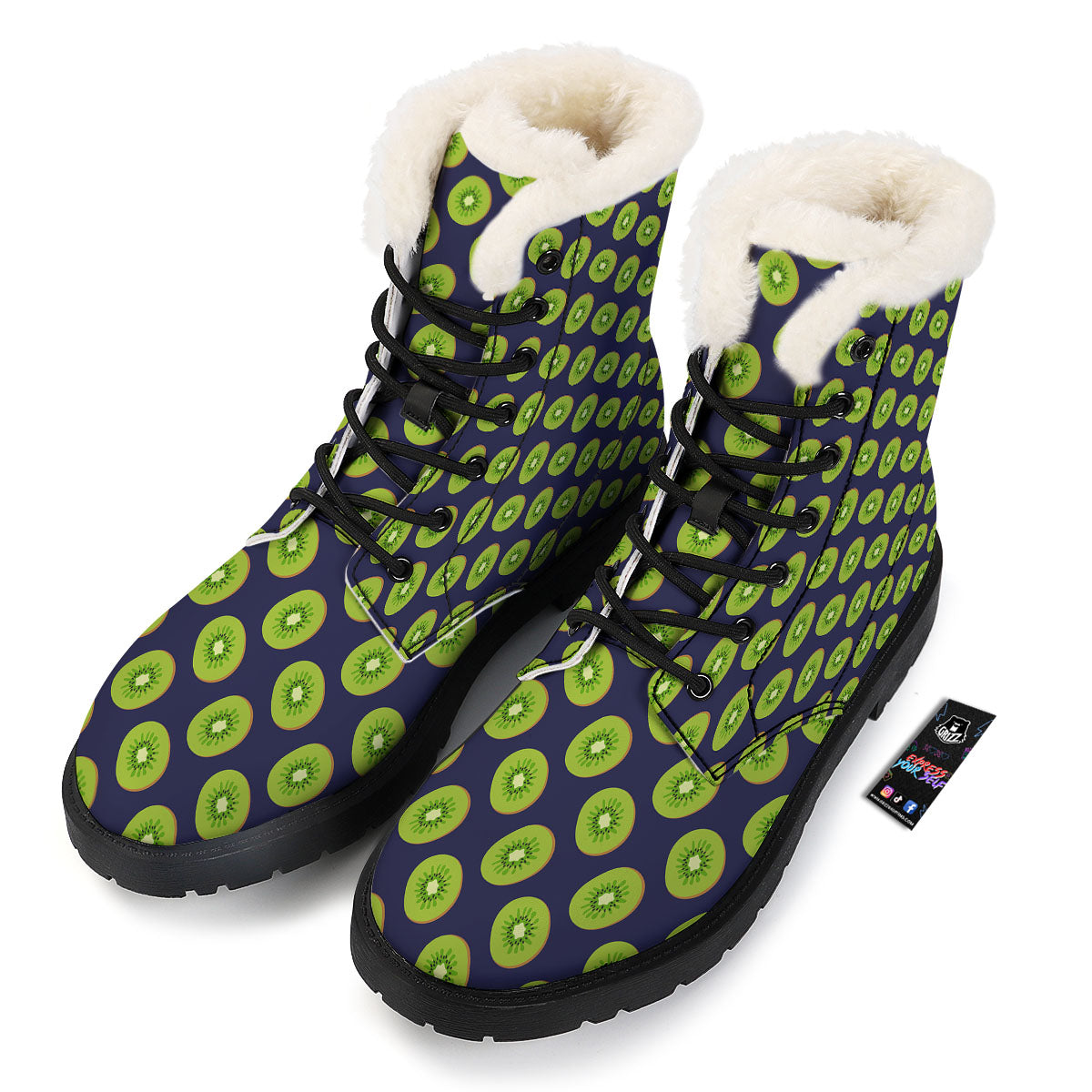 Slices Kiwi Print Pattern Winter Boots-grizzshop