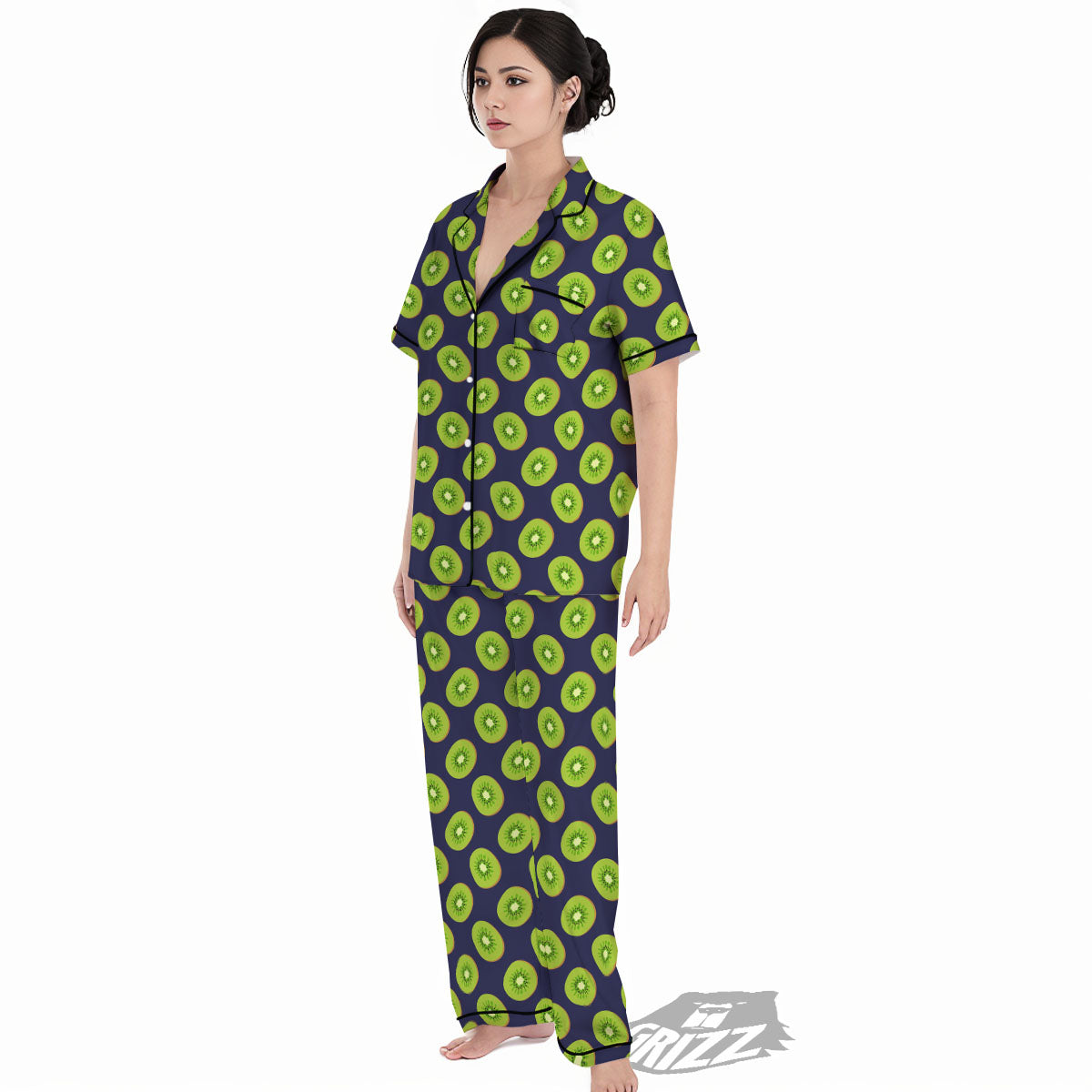 Slices Kiwi Print Pattern Women's Pajamas Set-grizzshop