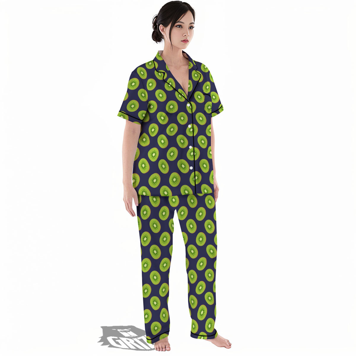 Slices Kiwi Print Pattern Women's Pajamas Set-grizzshop