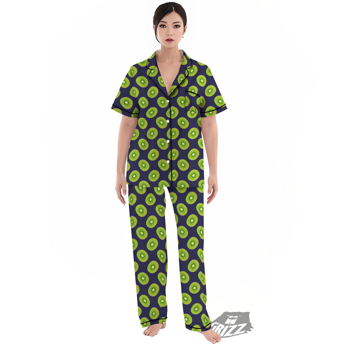 Slices Kiwi Print Pattern Women's Pajamas Set-grizzshop