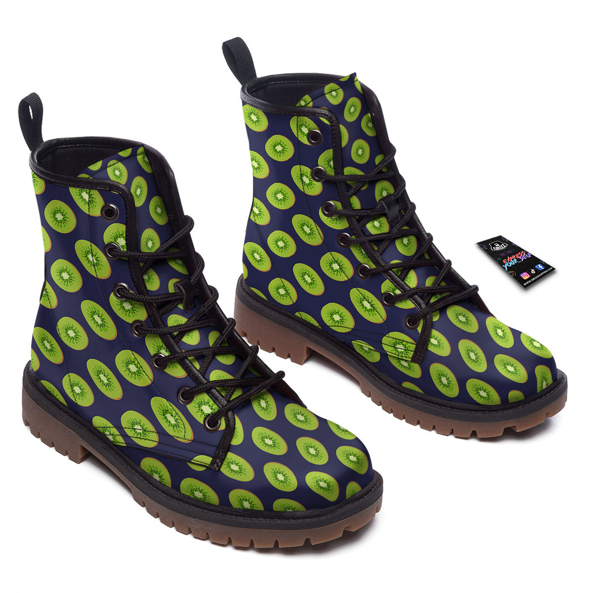 Slices Kiwi Print Pattern Work Boots-grizzshop