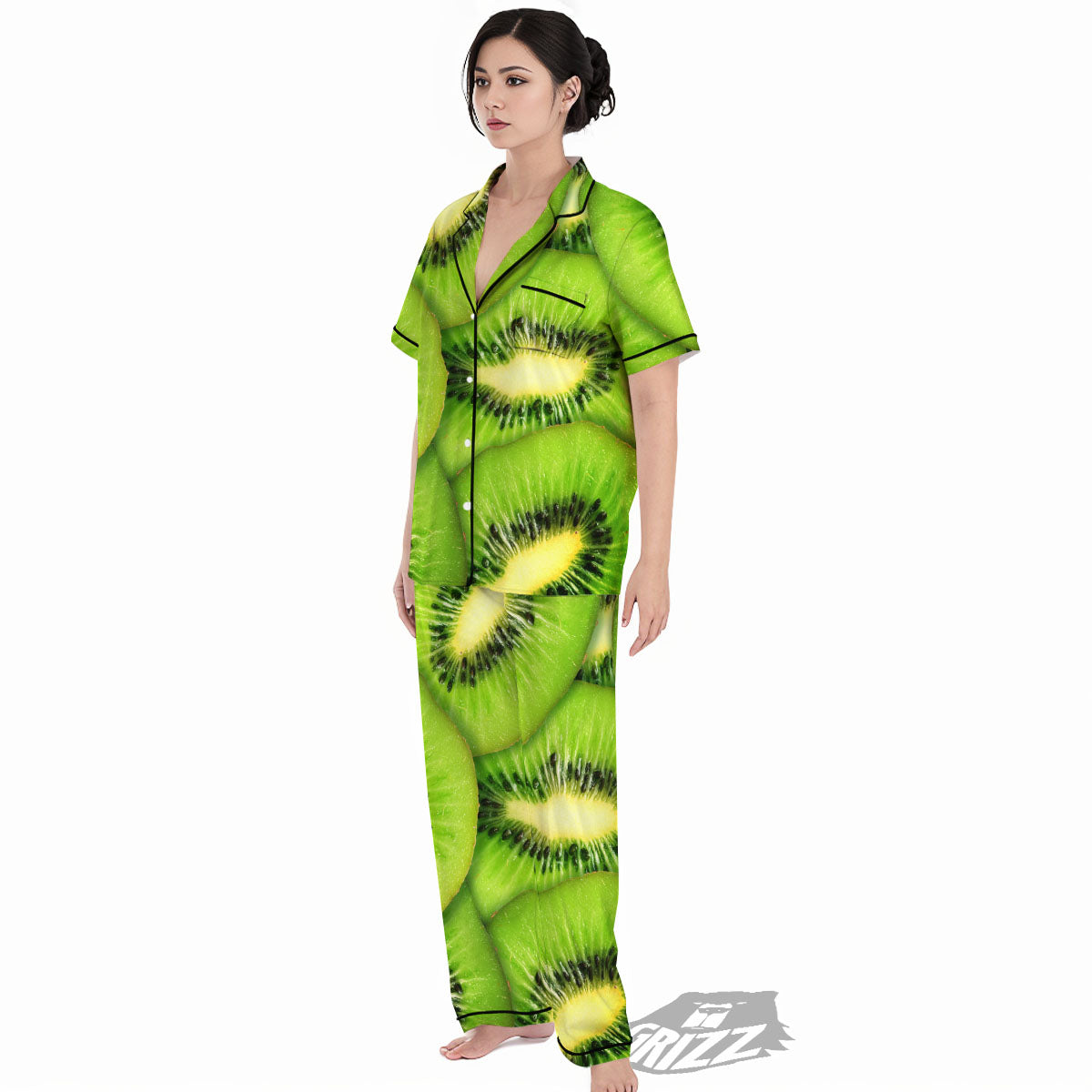 Slices Kiwi Print Women's Pajamas Set-grizzshop