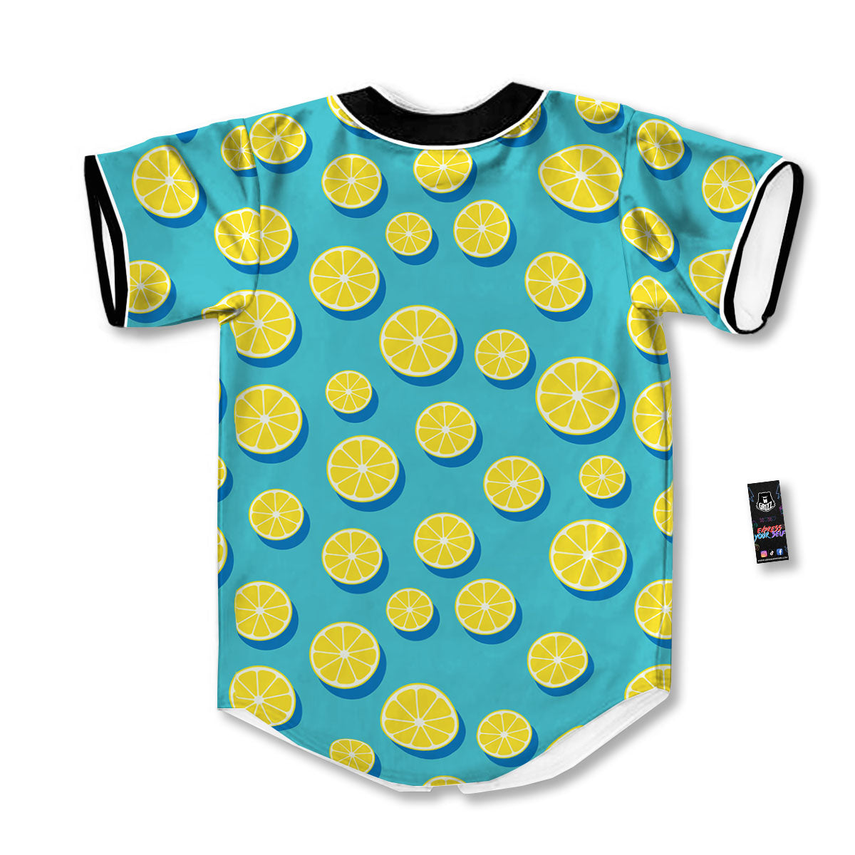Slices Lemon Print Pattern Baseball Jersey-grizzshop