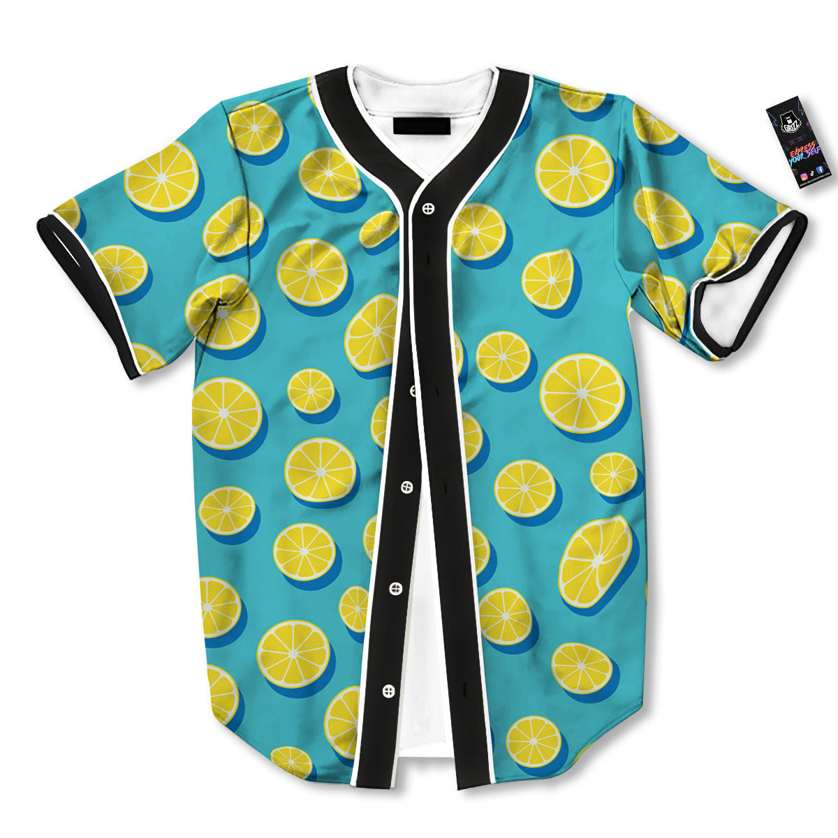 Slices Lemon Print Pattern Baseball Jersey-grizzshop