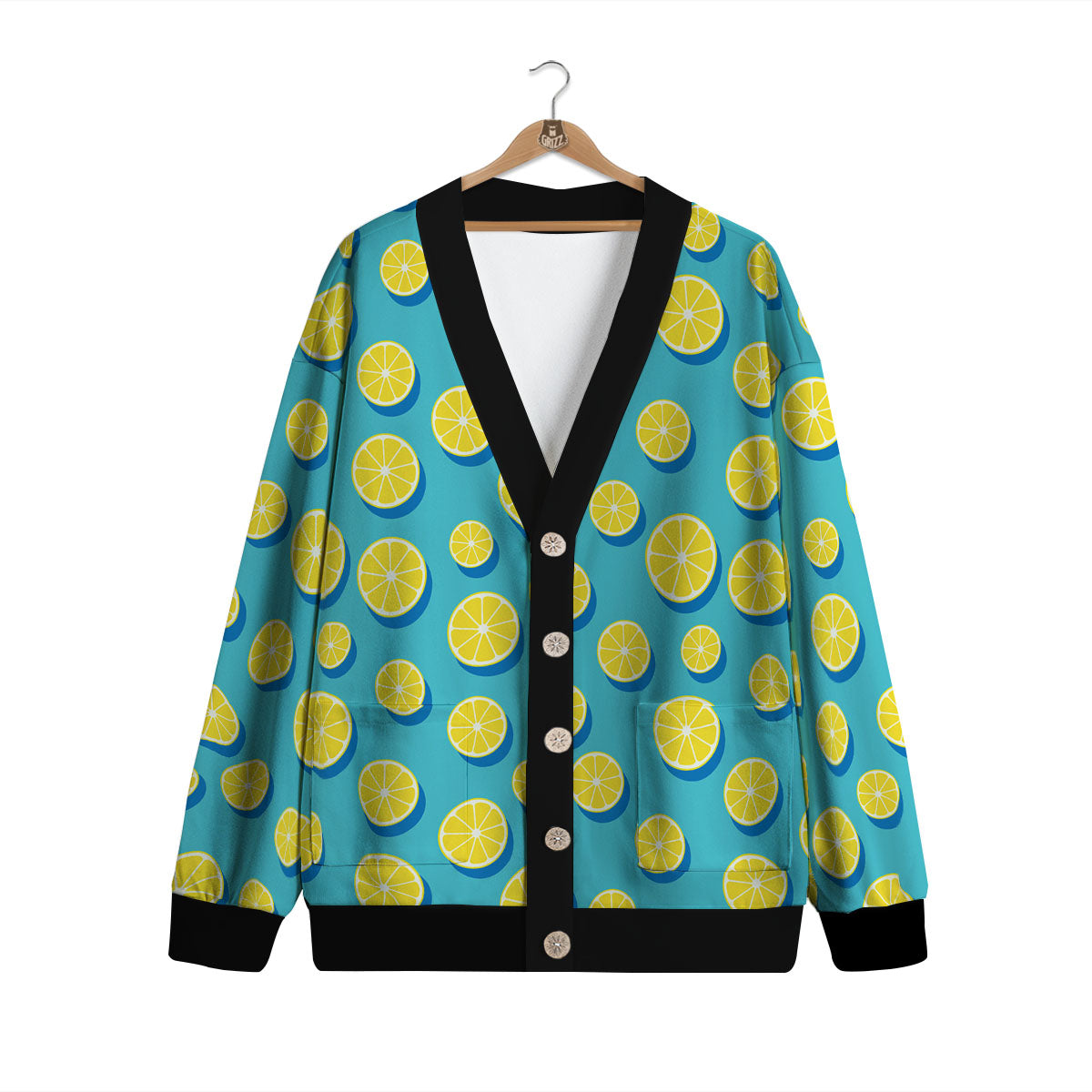 Slices Lemon Print Pattern Cardigan-grizzshop