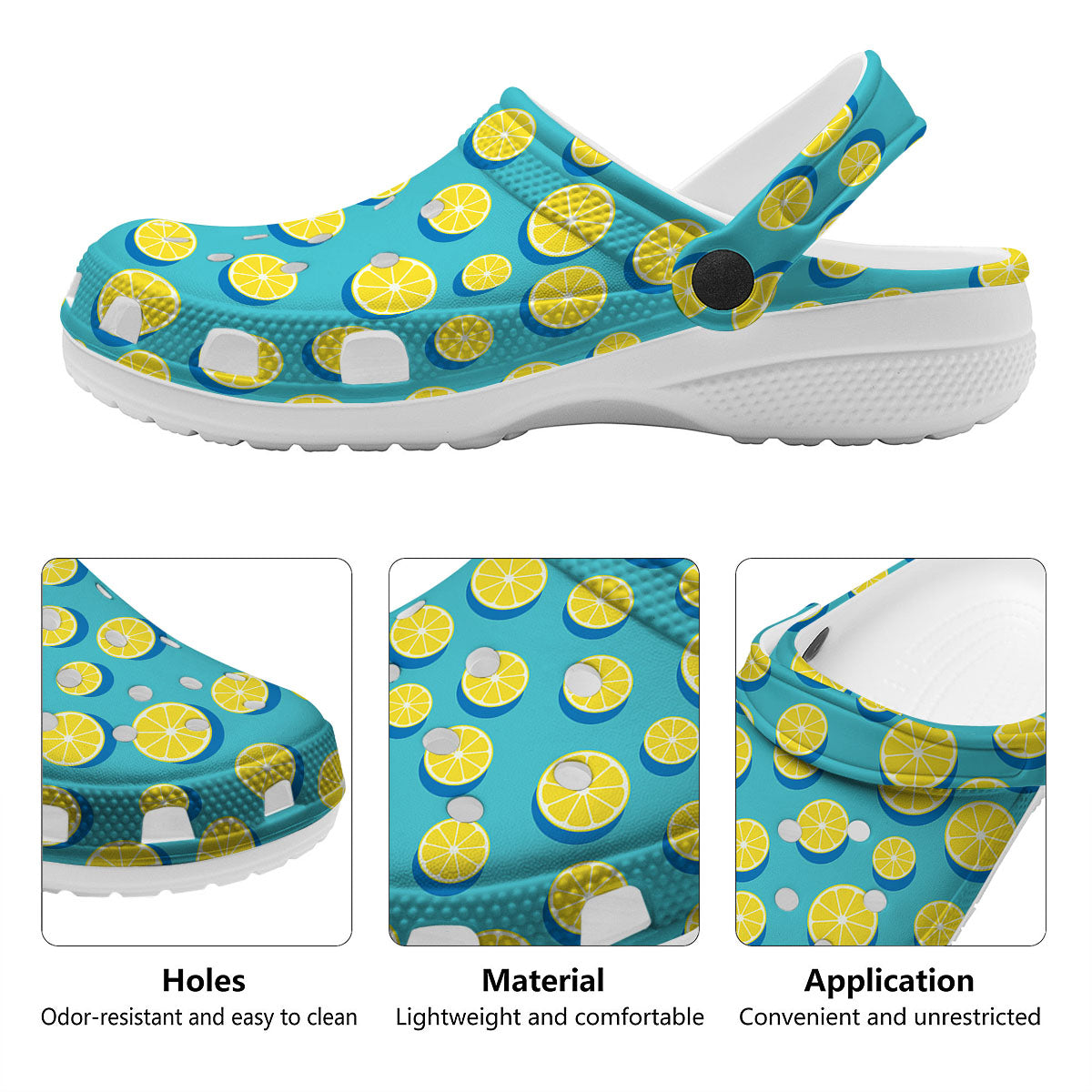 Slices Lemon Print Pattern Clog-grizzshop