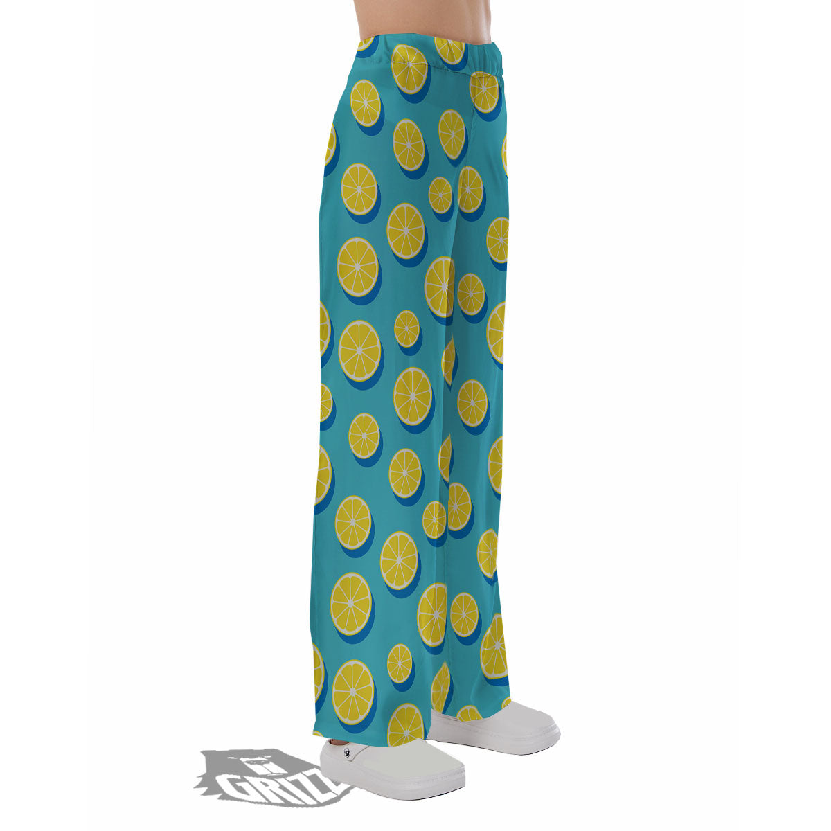 Slices Lemon Print Pattern Pajama Pants-grizzshop