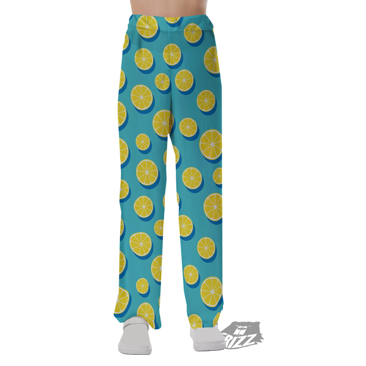 Slices Lemon Print Pattern Pajama Pants-grizzshop