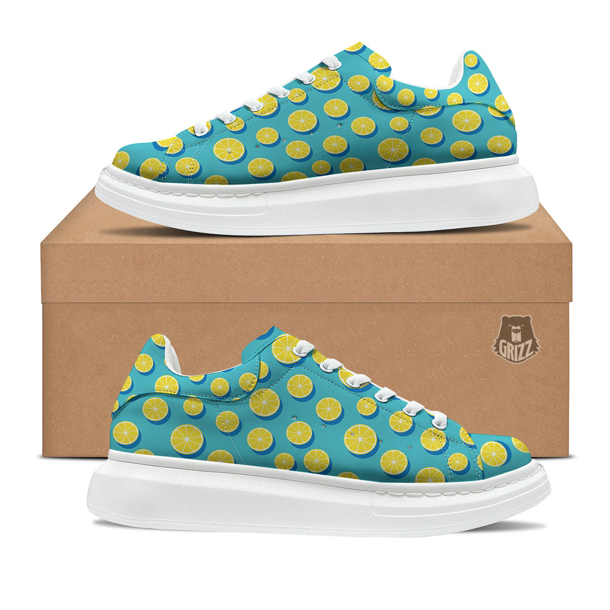 Slices Lemon Print Pattern Platform Shoes-grizzshop