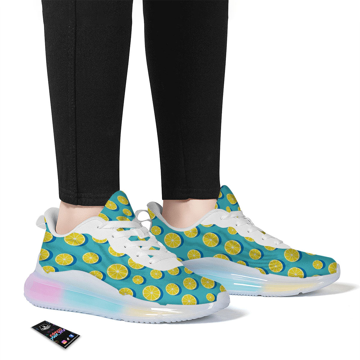 Slices Lemon Print Pattern Running Sneakers-grizzshop