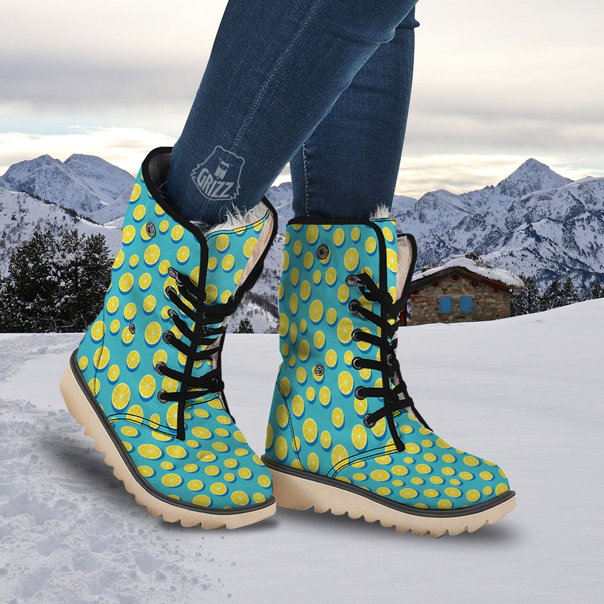 Slices Lemon Print Pattern Snow Boots-grizzshop