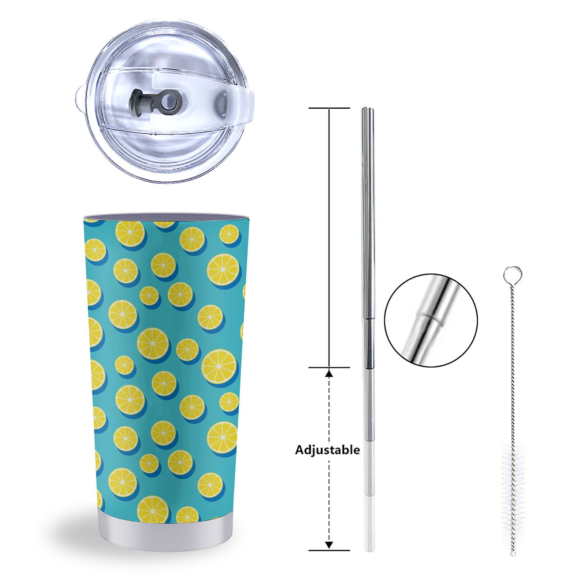 Slices Lemon Print Pattern Tumbler-grizzshop