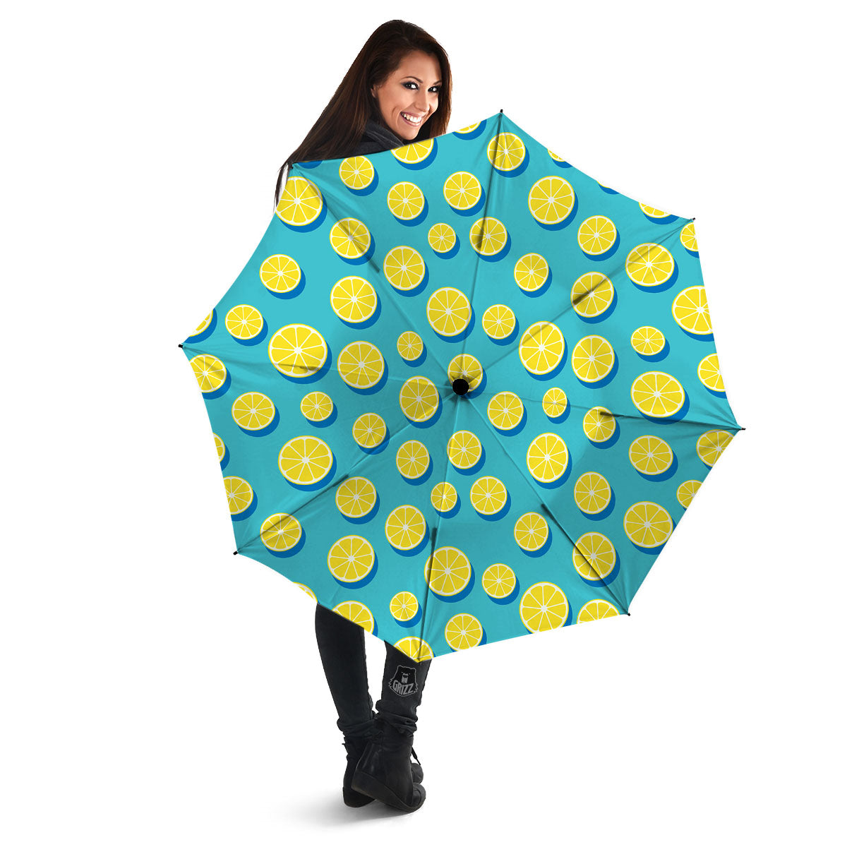 Slices Lemon Print Pattern Umbrella-grizzshop