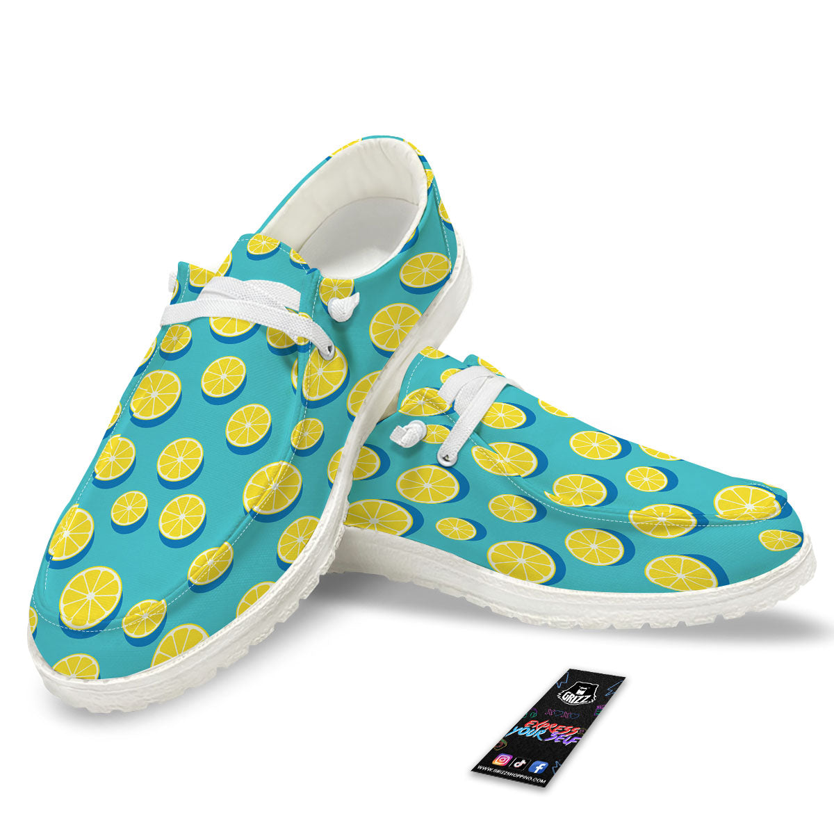Slices Lemon Print Pattern White Loafers-grizzshop