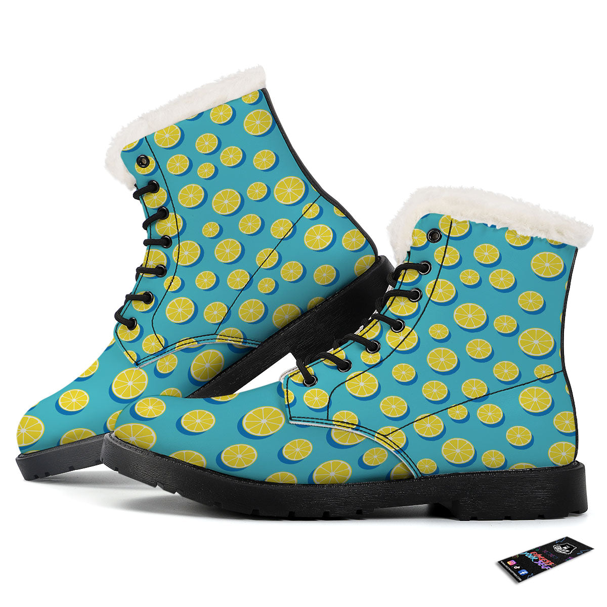 Slices Lemon Print Pattern Winter Boots-grizzshop