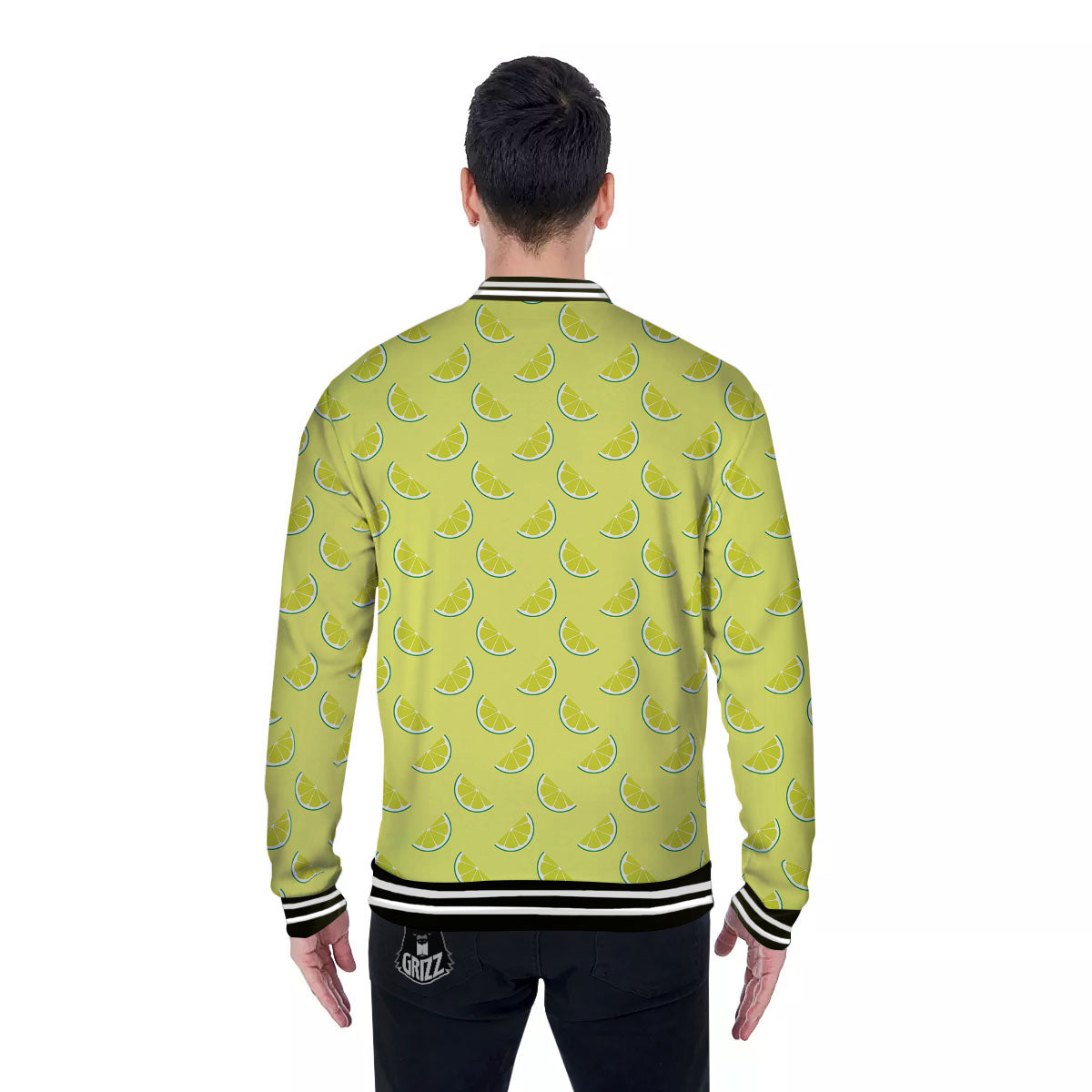 Slices Lime Green Print Pattern Baseball Jacket-grizzshop