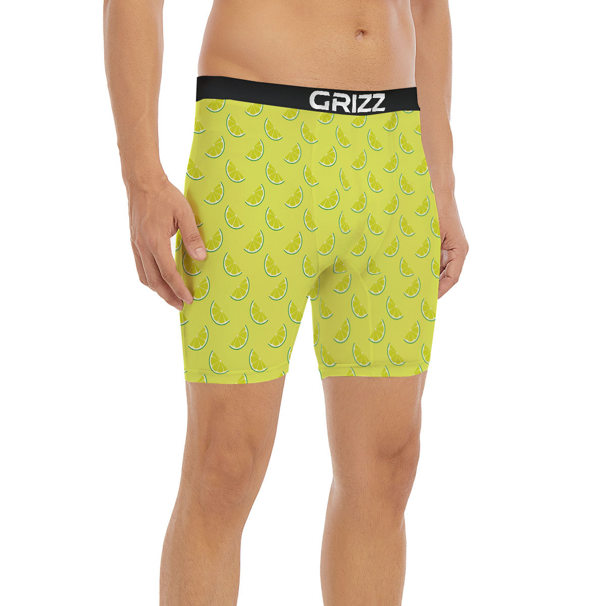 Slices Lime Green Print Pattern Boxer Briefs-grizzshop