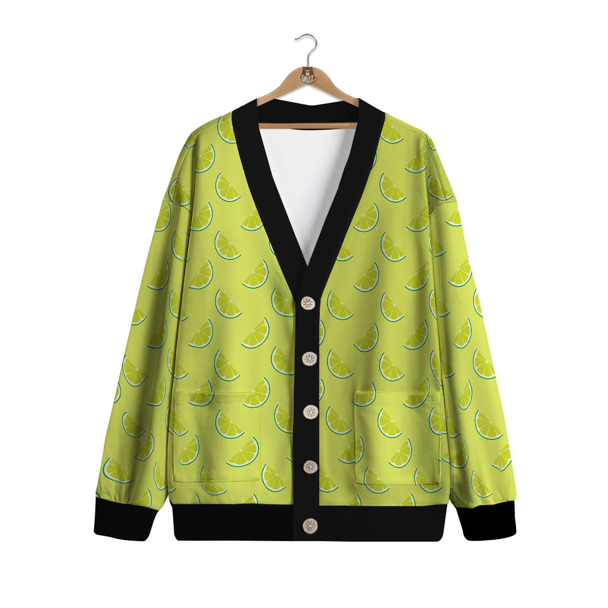 Slices Lime Green Print Pattern Cardigan-grizzshop