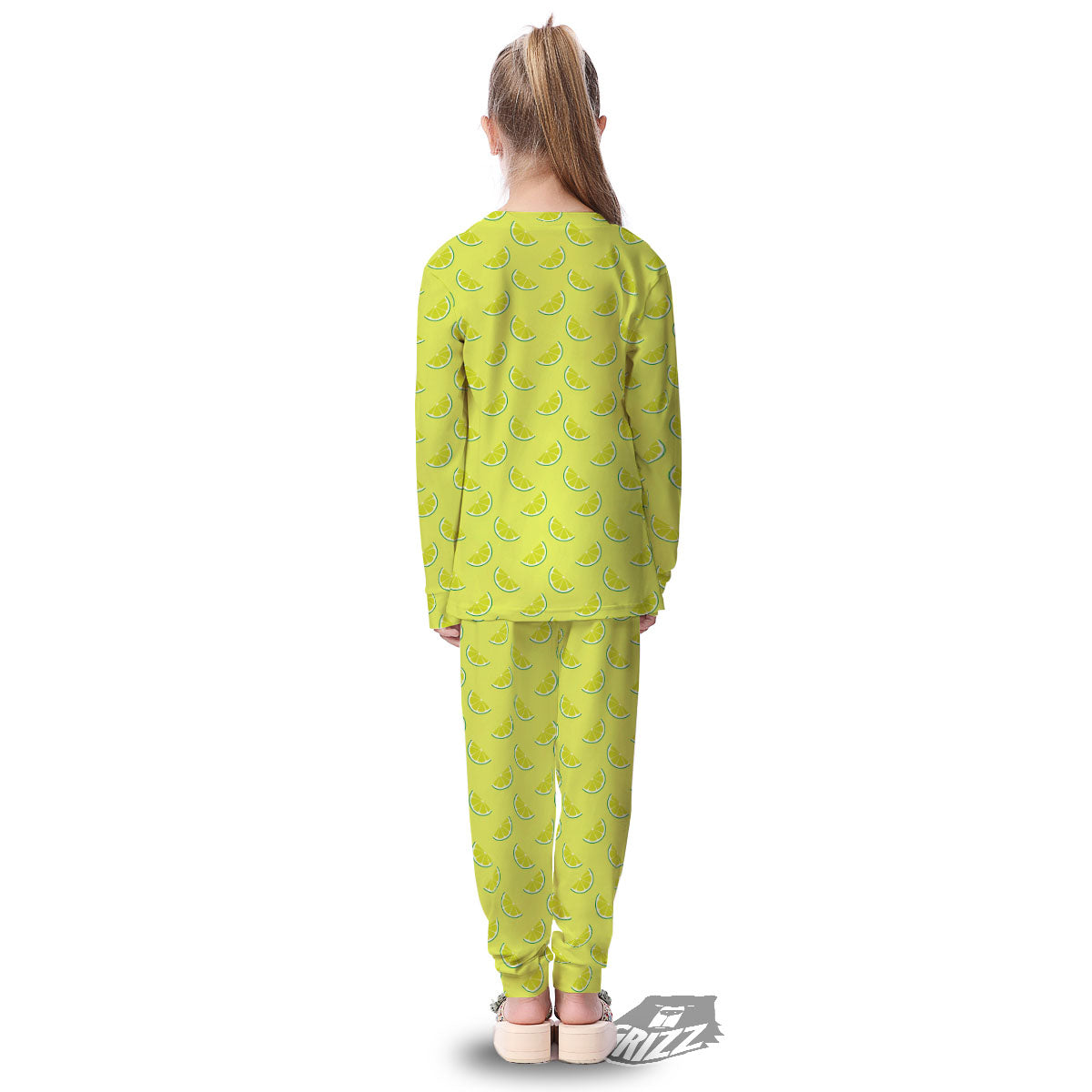 Slices Lime Green Print Pattern Kid's Pajamas-grizzshop