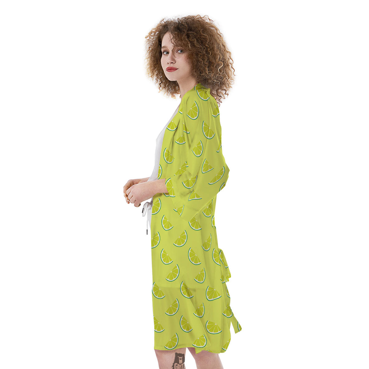 Slices Lime Green Print Pattern Kimono-grizzshop