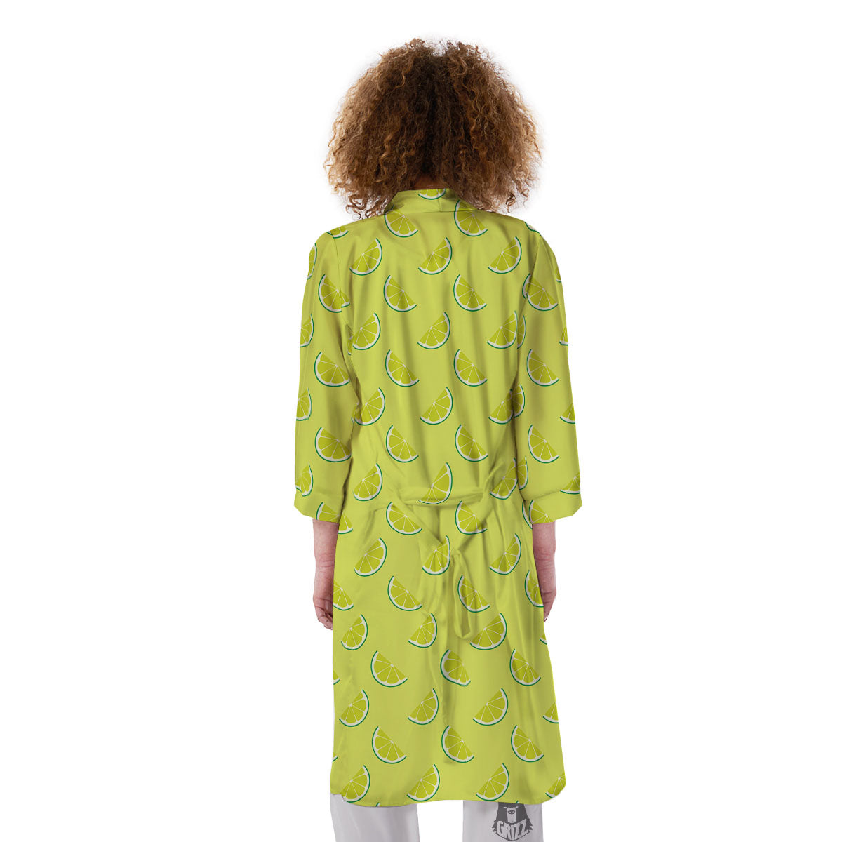 Slices Lime Green Print Pattern Kimono-grizzshop
