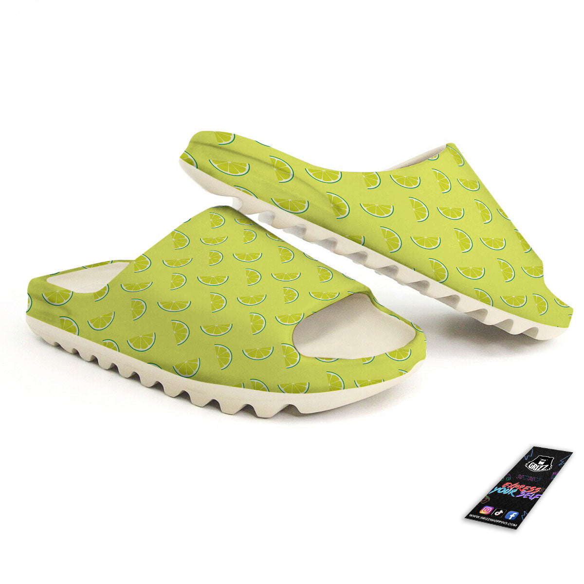 Slices Lime Green Print Pattern Sandals-grizzshop