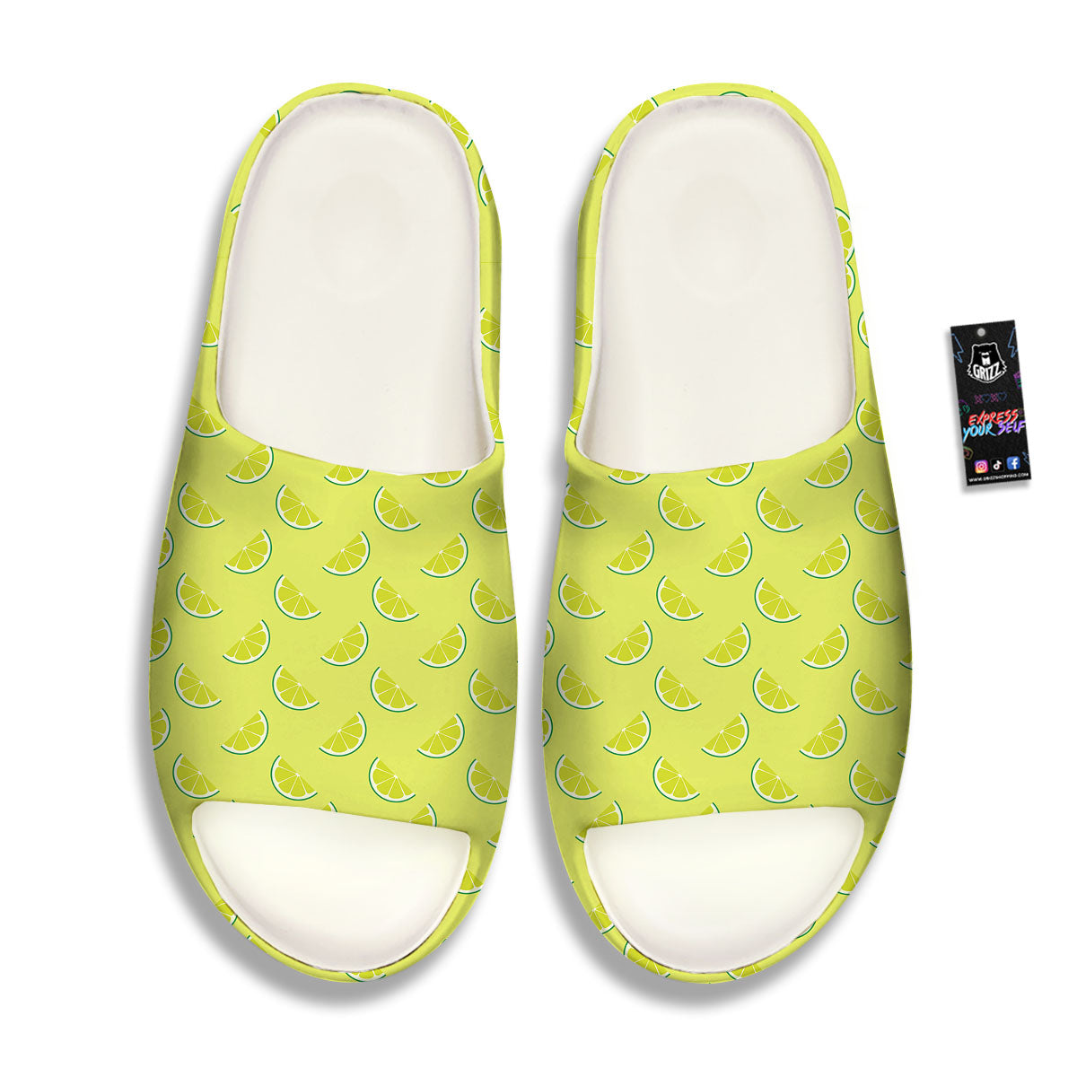Slices Lime Green Print Pattern Sandals-grizzshop