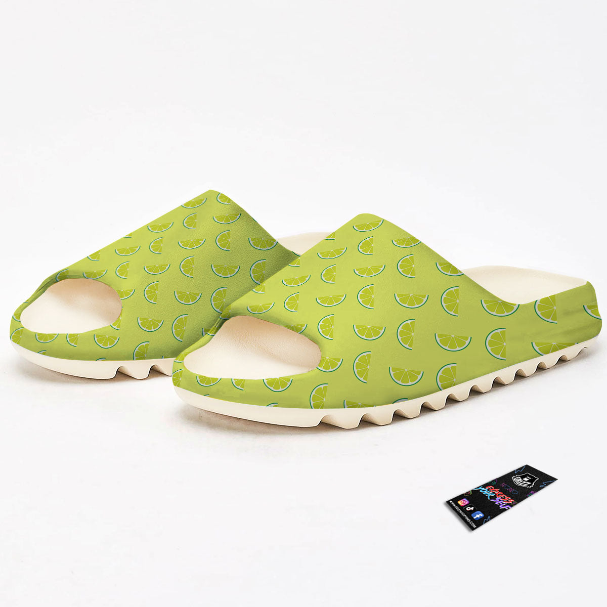 Slices Lime Green Print Pattern Sandals-grizzshop