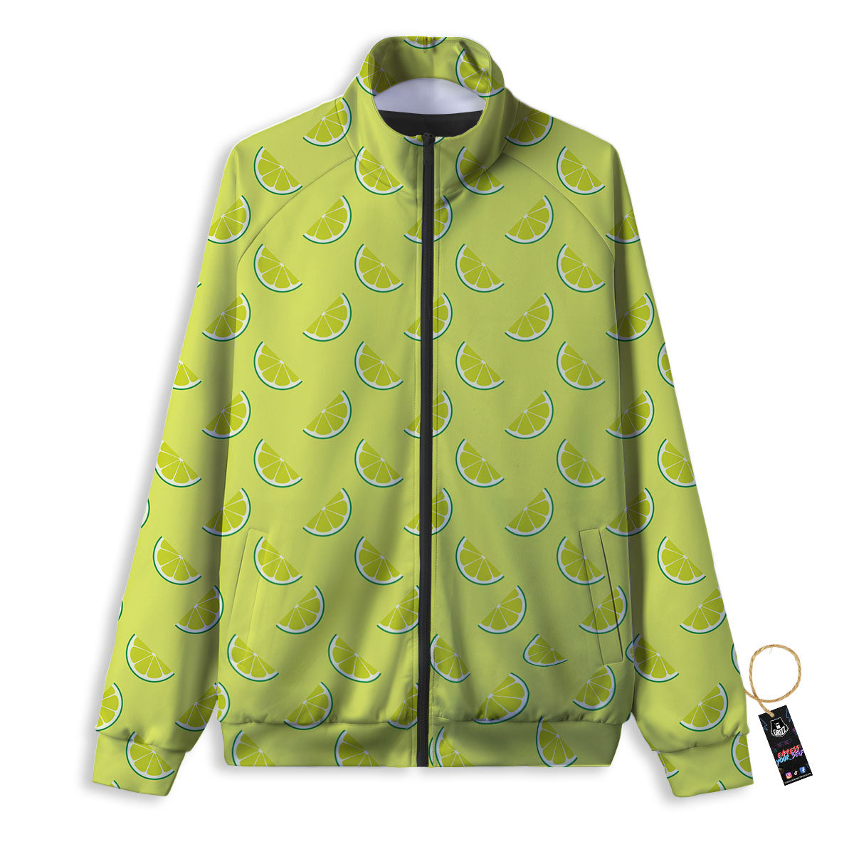 Slices Lime Green Print Pattern Track Jacket-grizzshop
