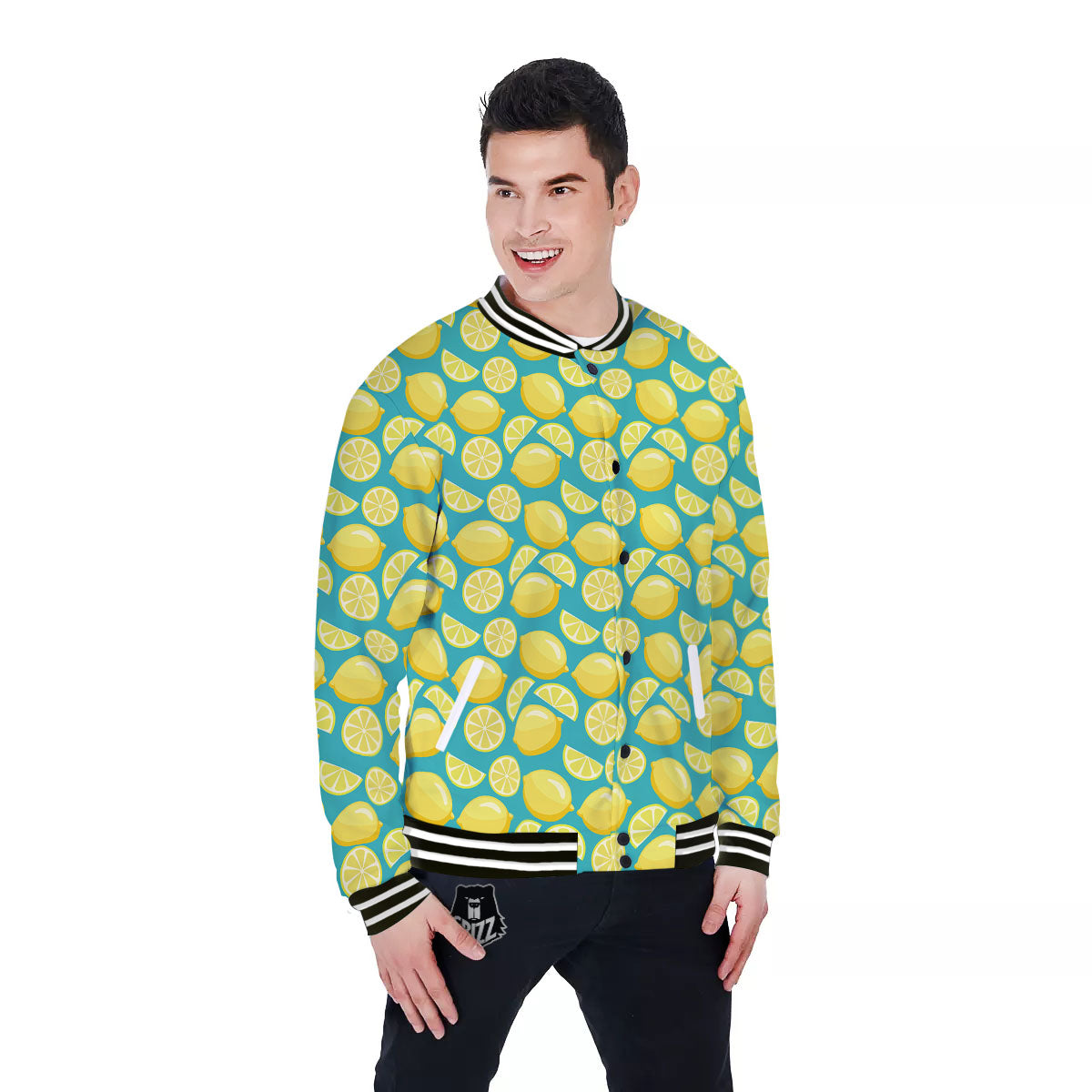 Slices Lime Print Pattern Baseball Jacket-grizzshop