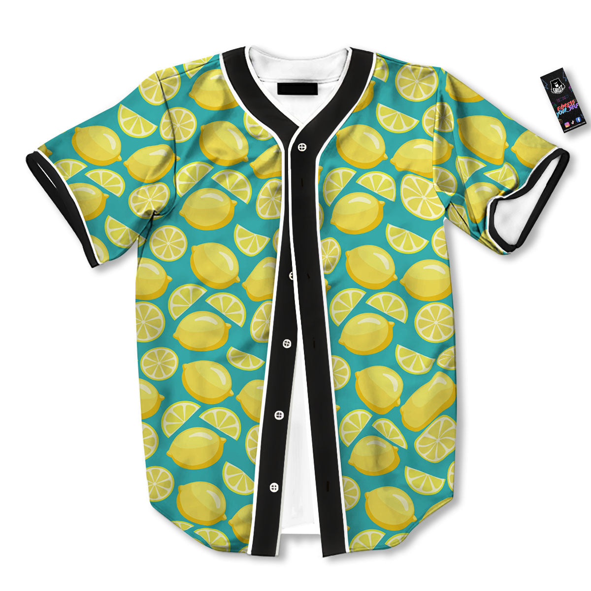 Slices Lime Print Pattern Baseball Jersey-grizzshop