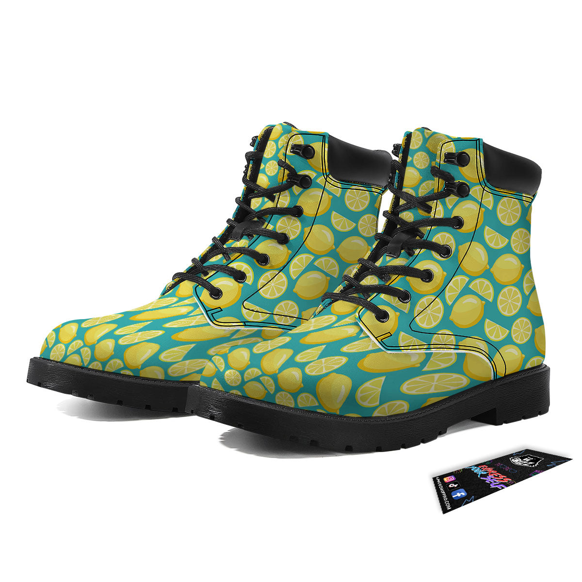 Slices Lime Print Pattern Boots-grizzshop