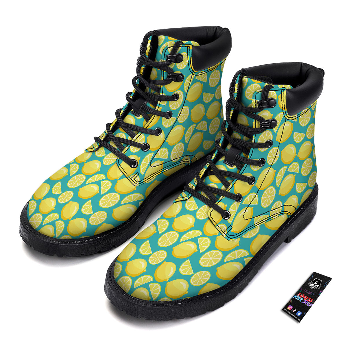 Slices Lime Print Pattern Boots-grizzshop