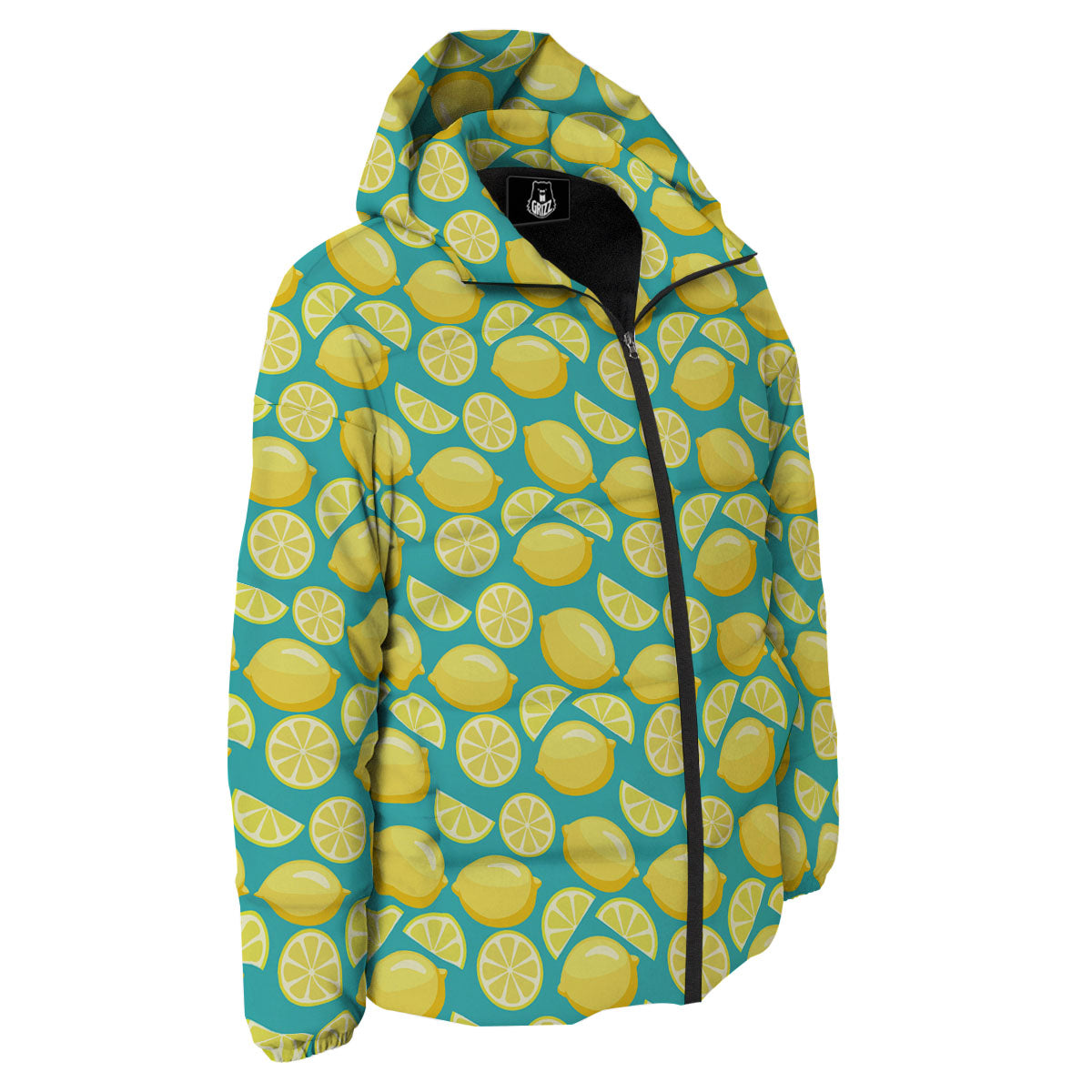 Slices Lime Print Pattern Down Jacket-grizzshop
