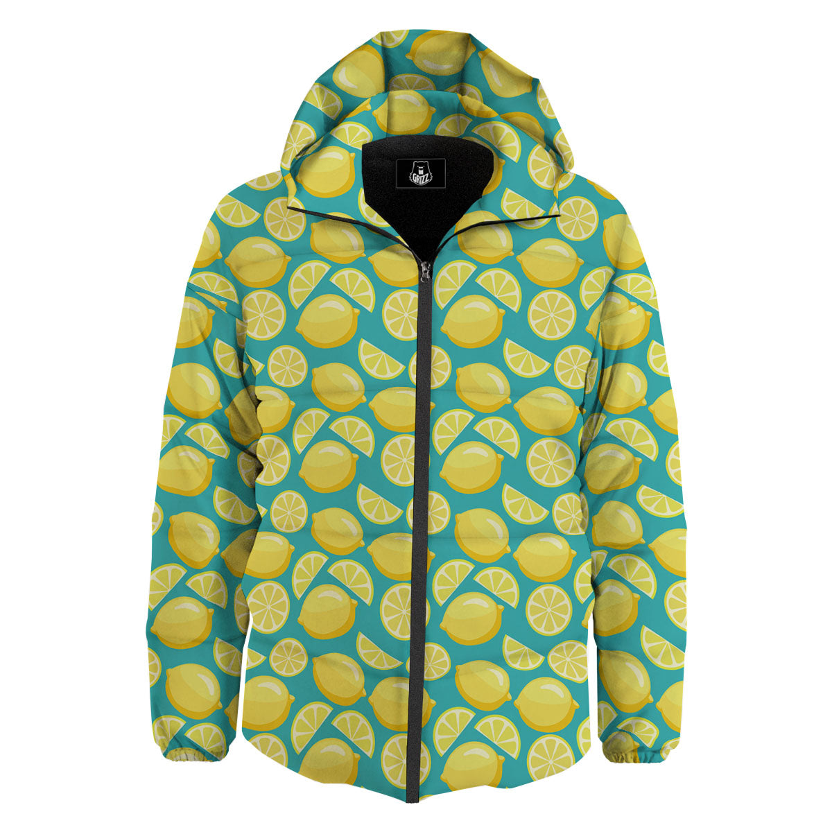 Slices Lime Print Pattern Down Jacket-grizzshop