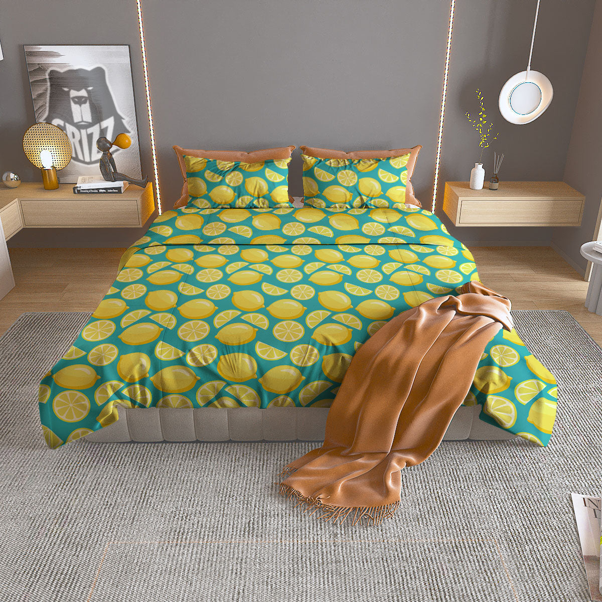 Slices Lime Print Pattern Duvet Cover Bedding Set-grizzshop