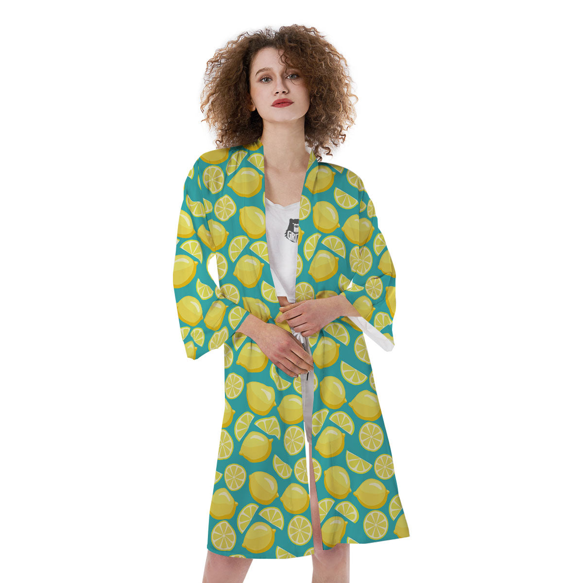 Slices Lime Print Pattern Kimono-grizzshop