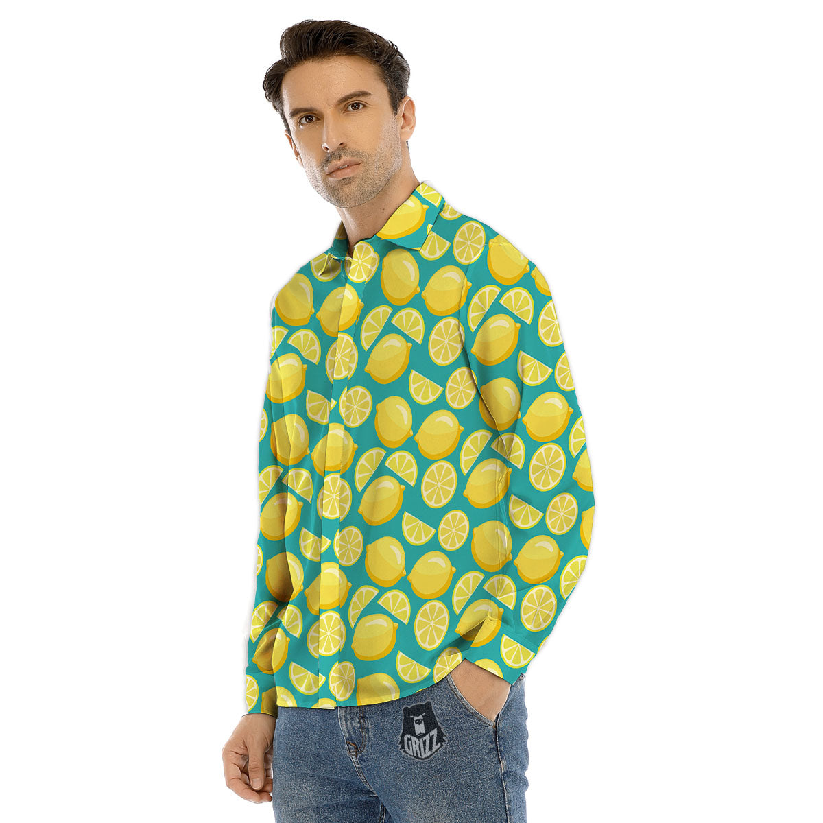 Slices Lime Print Pattern Men's Dress Shirts-grizzshop
