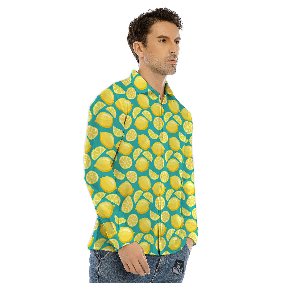 Slices Lime Print Pattern Men's Dress Shirts-grizzshop