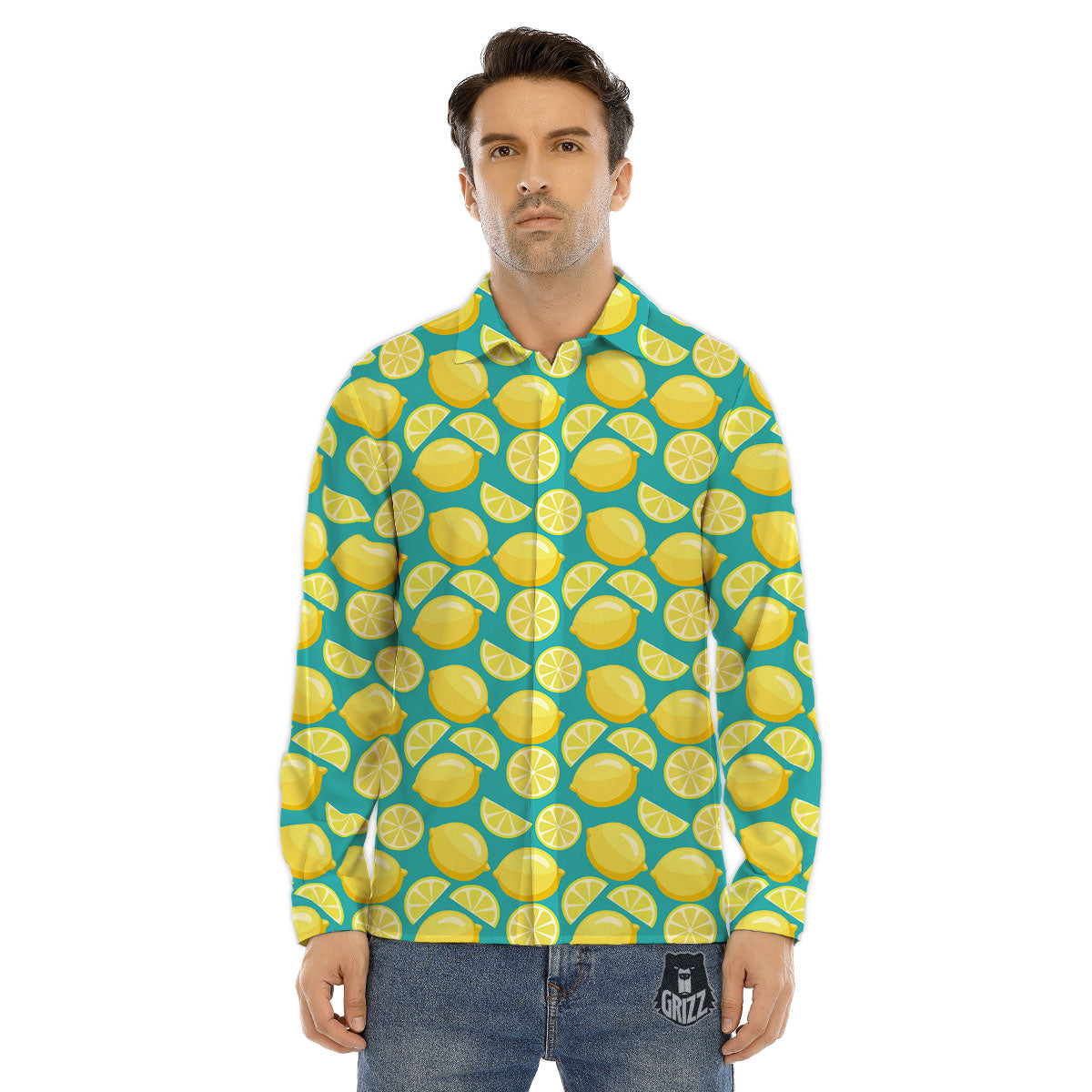 Slices Lime Print Pattern Men's Dress Shirts-grizzshop