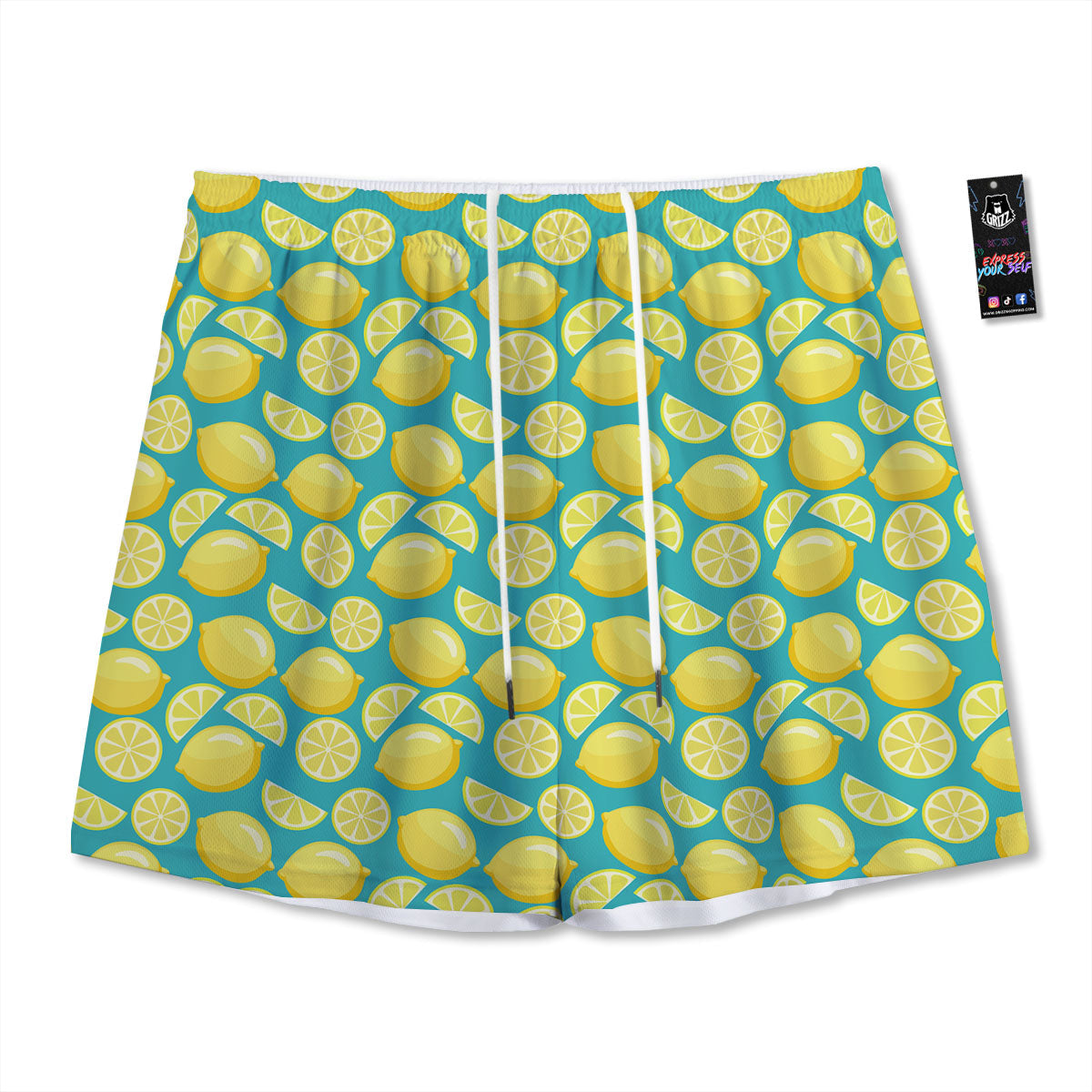 Slices Lime Print Pattern Mesh Shorts-grizzshop