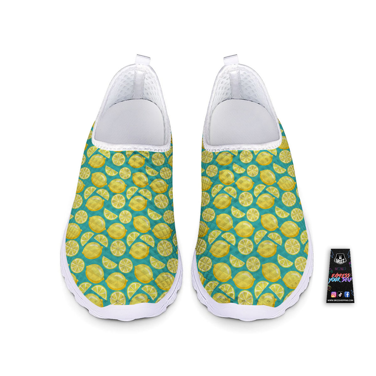 Slices Lime Print Pattern Nurse Shoes-grizzshop