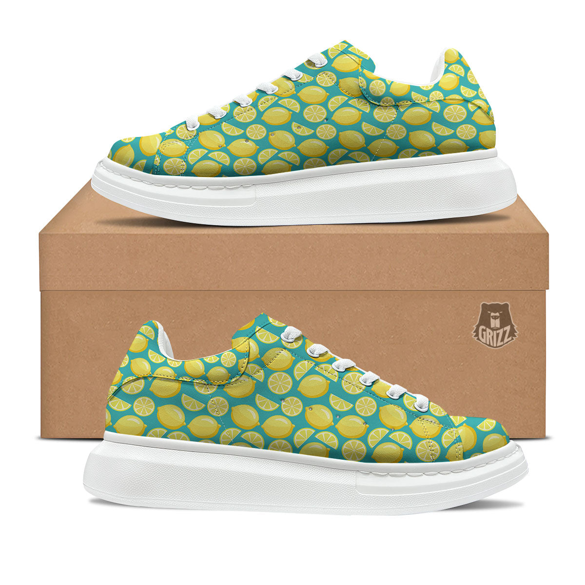 Slices Lime Print Pattern Platform Shoes-grizzshop