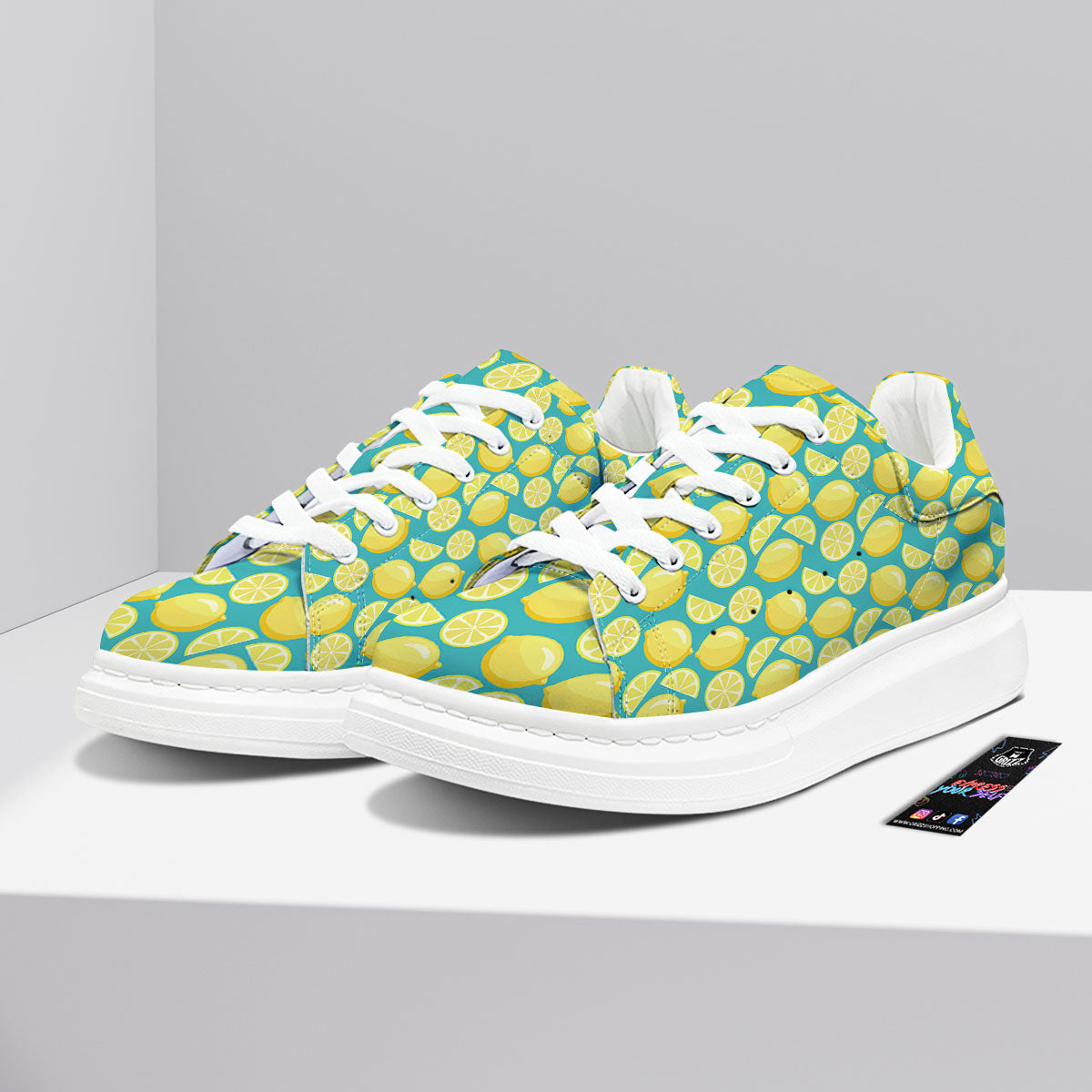Slices Lime Print Pattern Platform Shoes-grizzshop