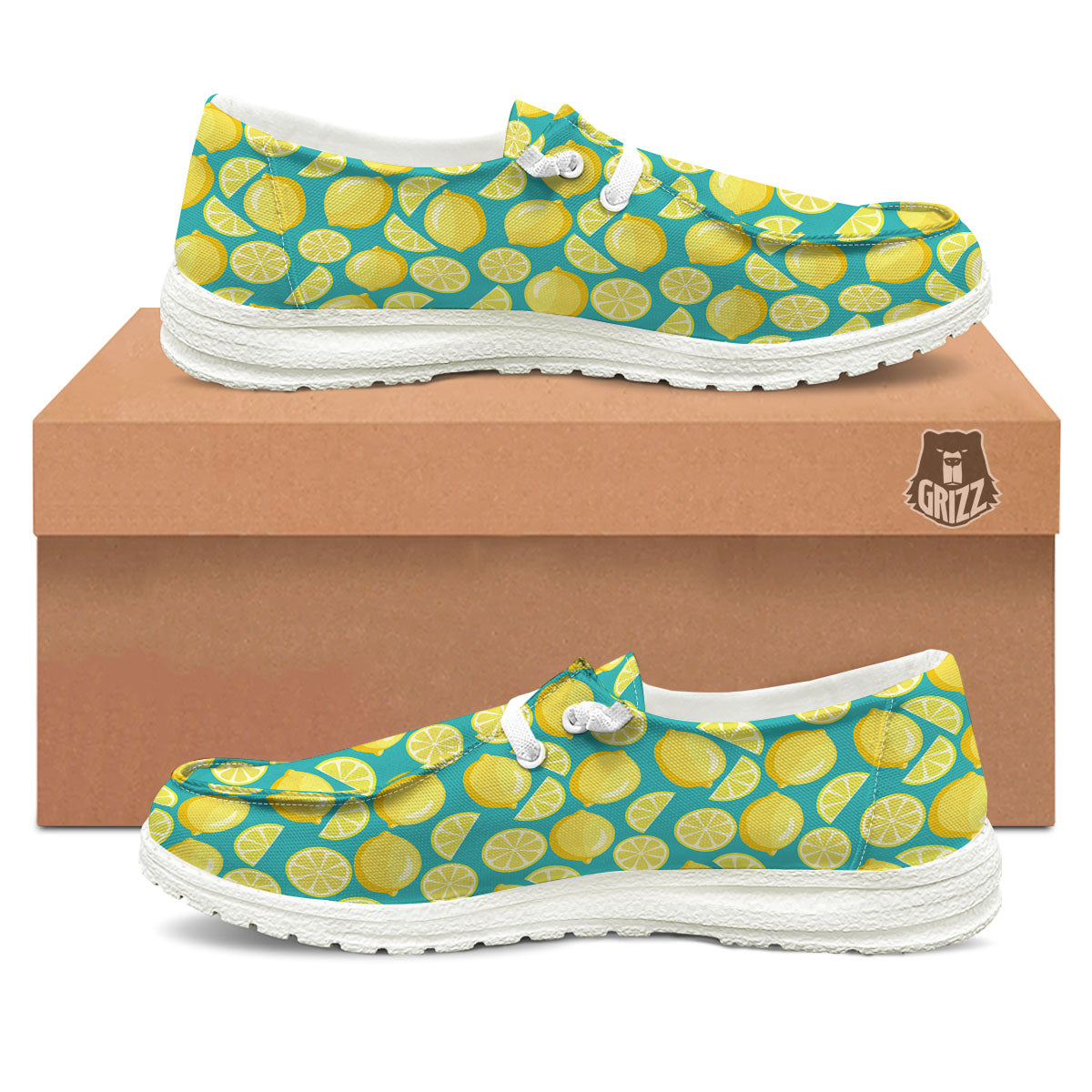 Slices Lime Print Pattern White Loafers-grizzshop