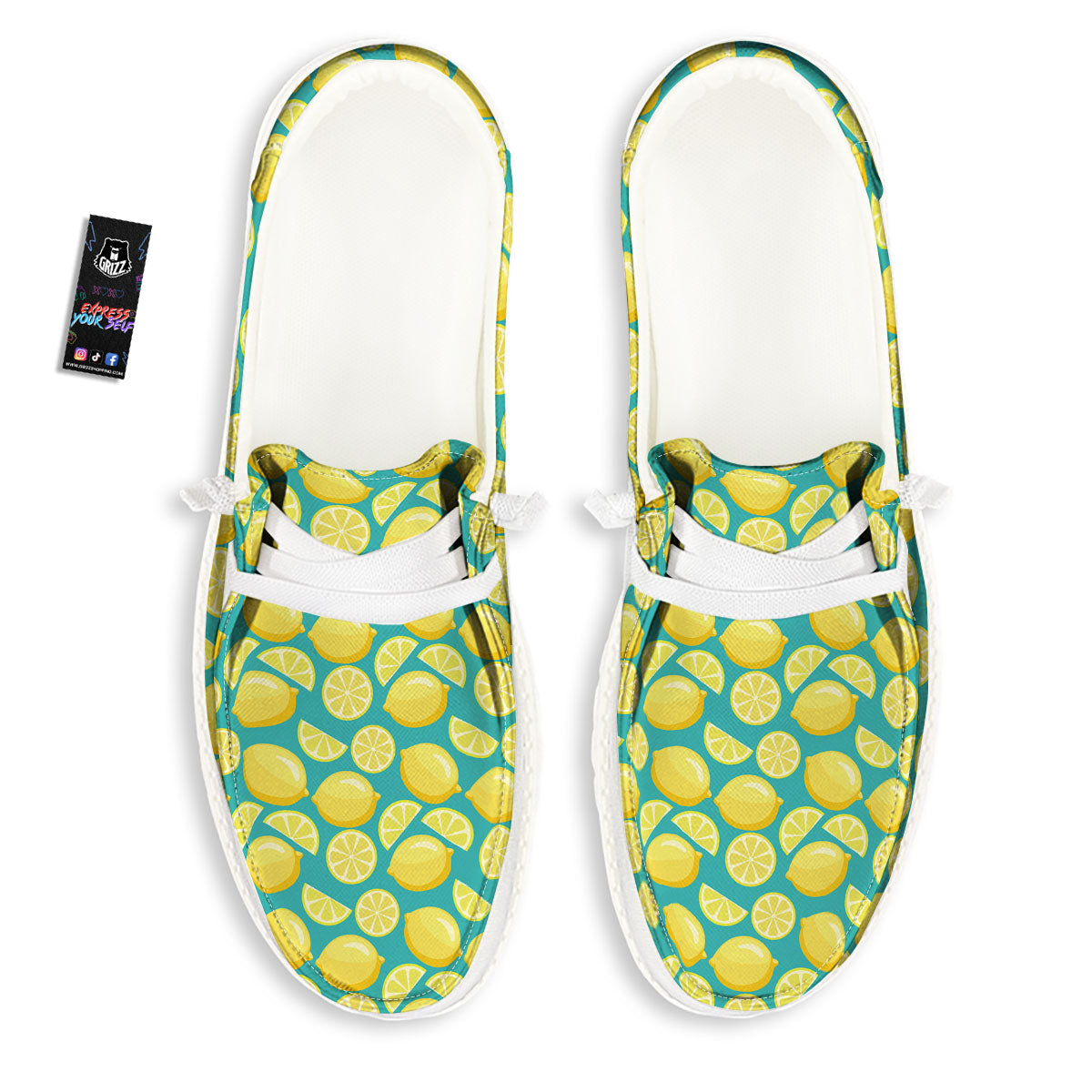 Slices Lime Print Pattern White Loafers-grizzshop